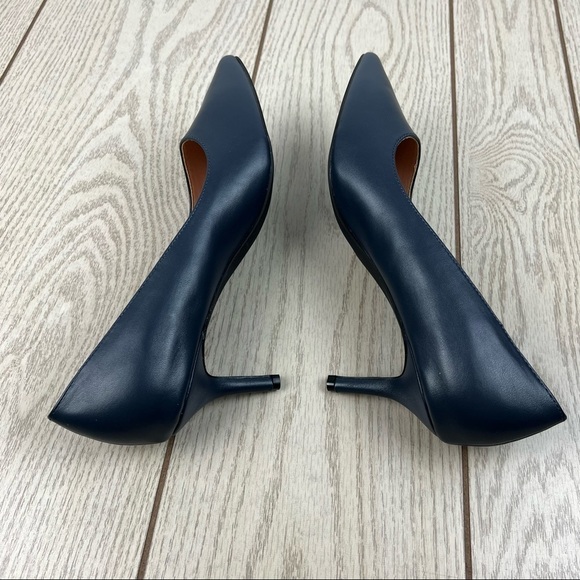 French Connection Kate Classic Pointy Toe Stiletto Pump 10 Navy Faux Leather $98 - Picture 5 of 9